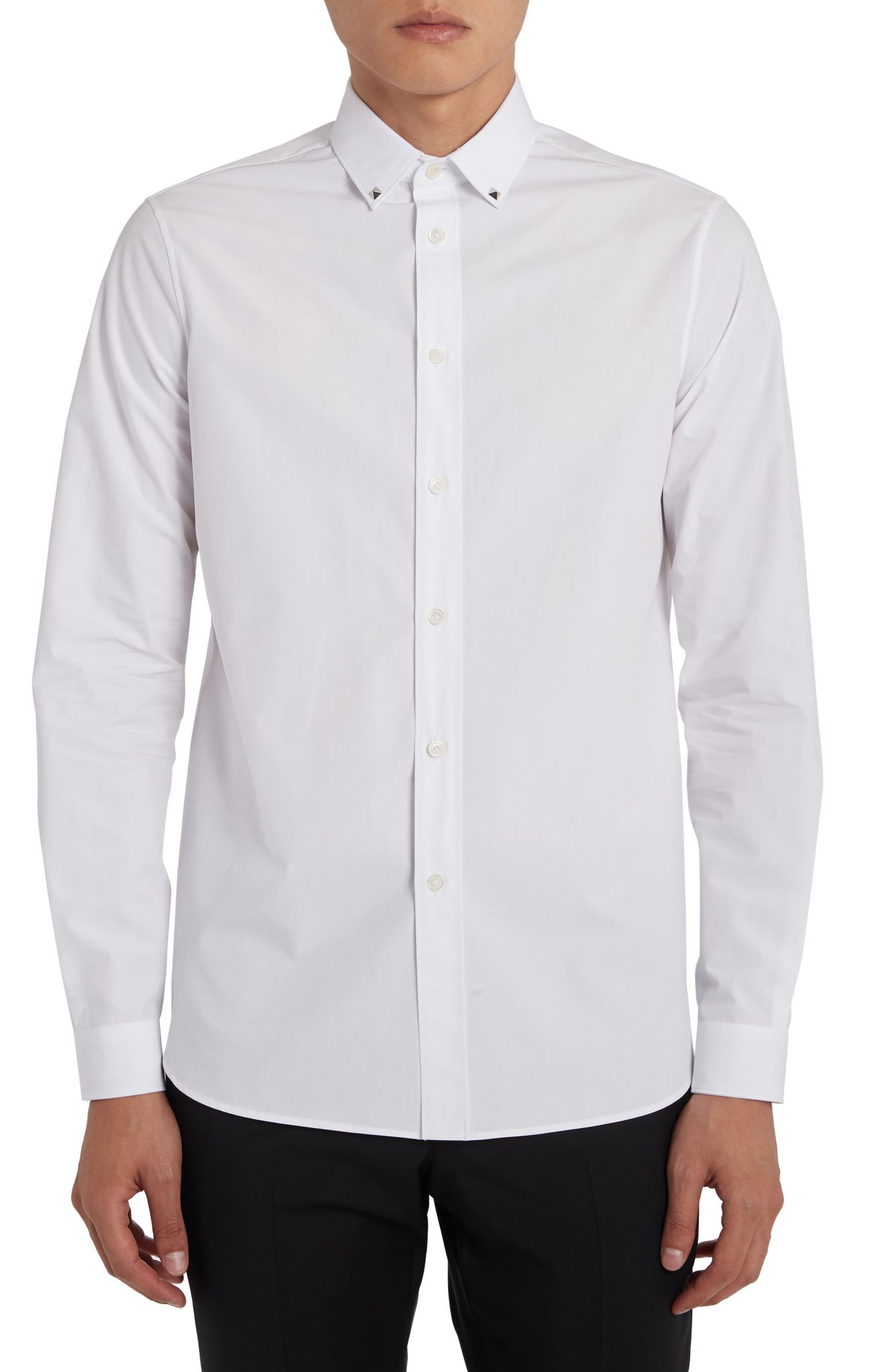 Men’s Valentino Stud Collar Cotton Poplin Button-Up Shirt, Size 38 EU ...