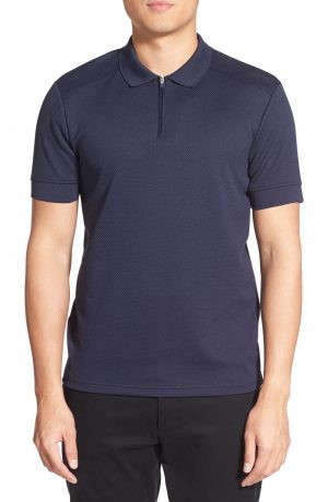 Men's Vince Camuto Slim Fit Mesh Polo, Size Medium - Blue Men's Vince Camuto Slim Fit Mesh Polo, Size Medium - Blue