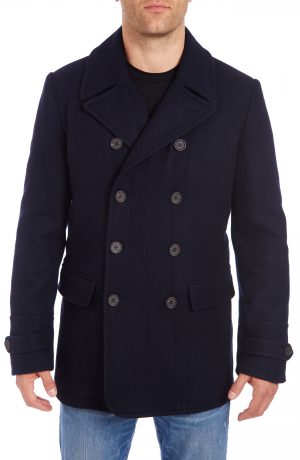 Men's Vince Camuto Water Resistant Wool Blend Peacoat, Size Small - Blue Men's Vince Camuto Water Resistant Wool Blend Peacoat, Size Small - Blue