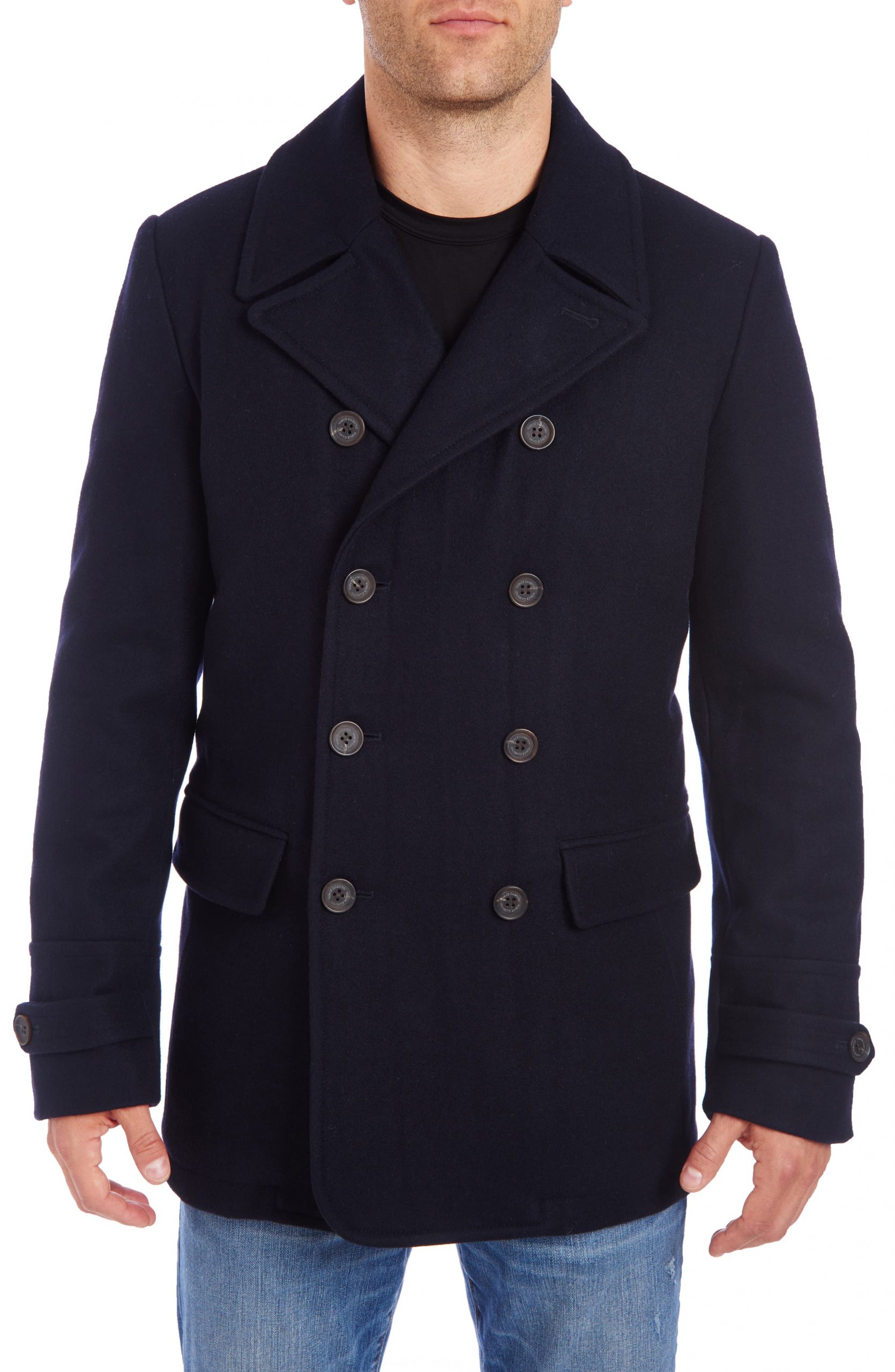Men’s Vince Camuto Water Resistant Wool Blend Peacoat, Size Small