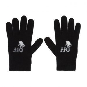 Off-White Black Wool Logo Gloves Off-White Black Wool Logo Gloves