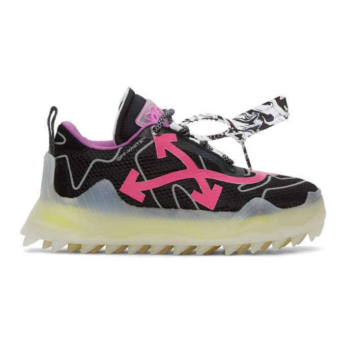 black and pink sneakers