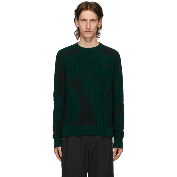 off white black and green sweater