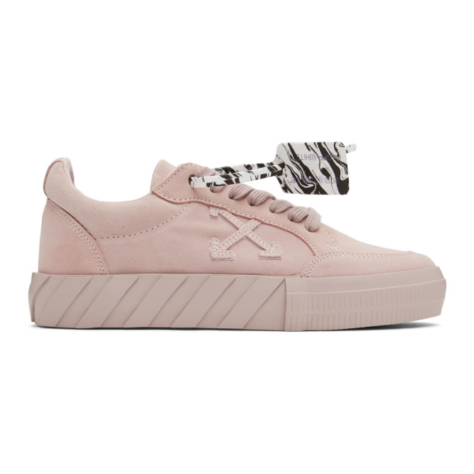pink and white off white sneakers