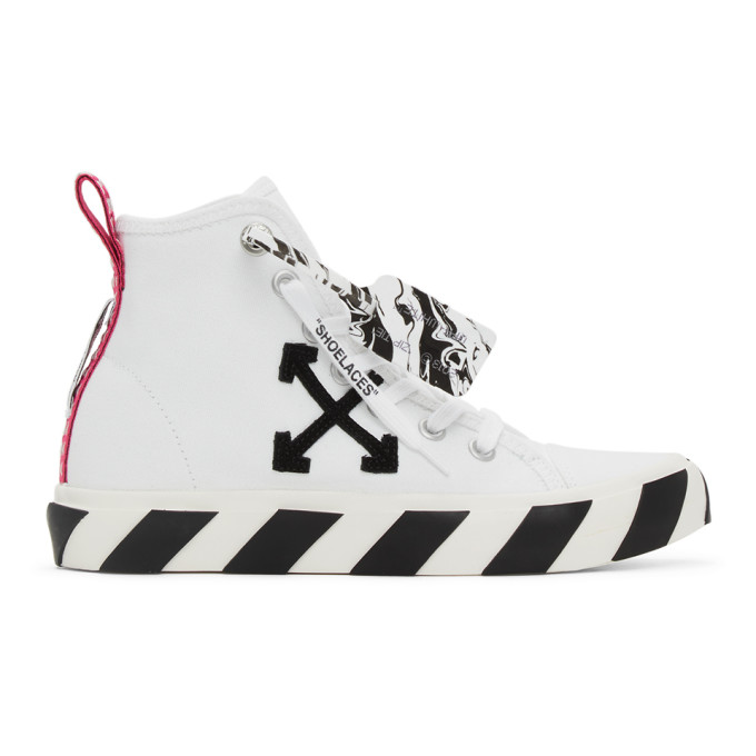 white & black leather vulcanized low sneakers