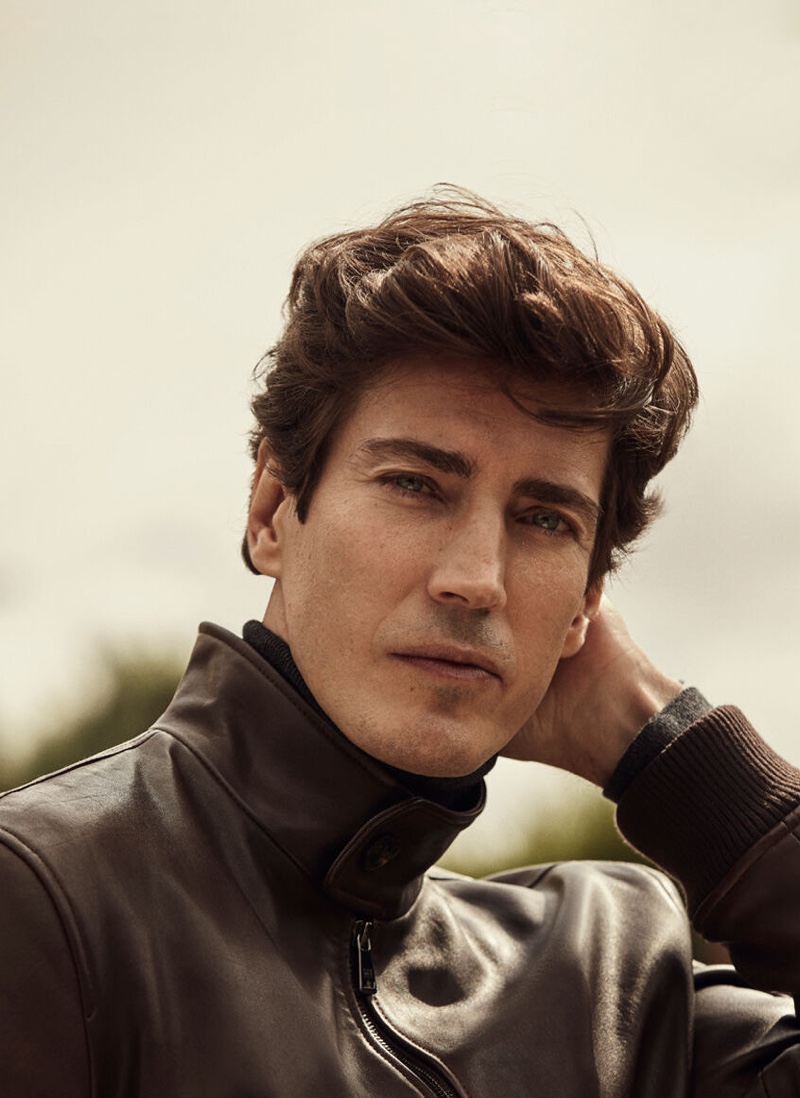 Oriol Elcacho sports a nappa leather jacket from Pedro del Hierro.