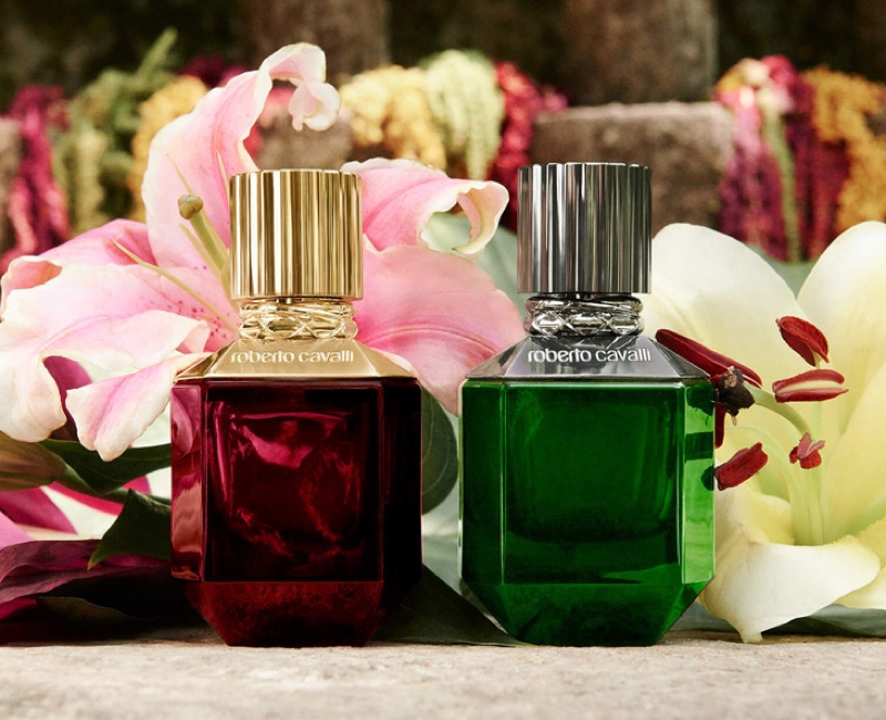 Roberto Cavalli Paradise Found fragrances for him and her.