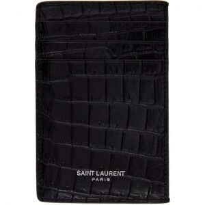 Saint Laurent Black Croc Bill Clip Card Holder Saint Laurent Black Croc Bill Clip Card Holder