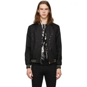 Saint Laurent Black Galaxy Teddy Bomber Jacket Saint Laurent Black Galaxy Teddy Bomber Jacket