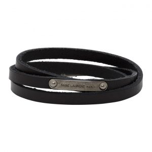 Saint Laurent Black Narrow Multi-Wrap ID Bracelet Saint Laurent Black Narrow Multi-Wrap ID Bracelet