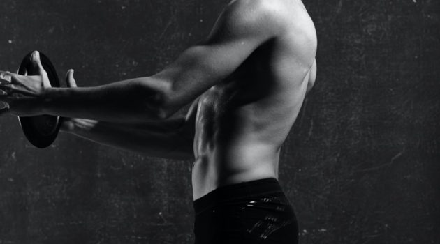 Shirtless Man Weights Workout Underwear