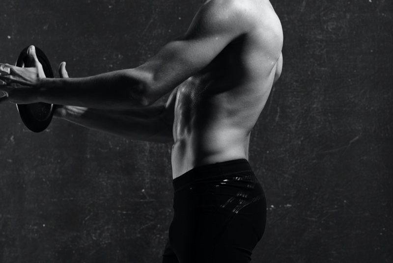 Shirtless Man Weights Workout Underwear