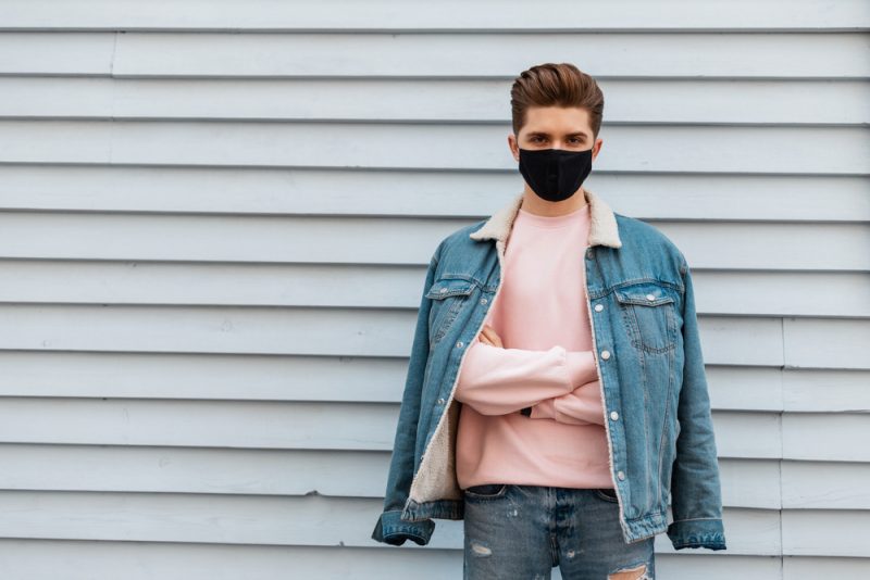 Stylish Man in Denim and Face Mask