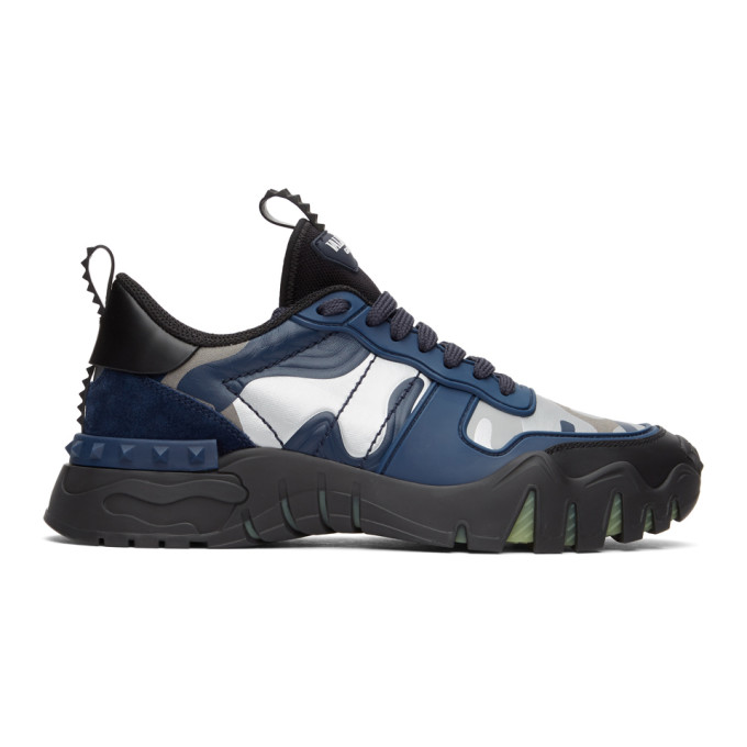 Valentino Black and Blue Valentino Garavani Camo Rockrunner Sneakers ...