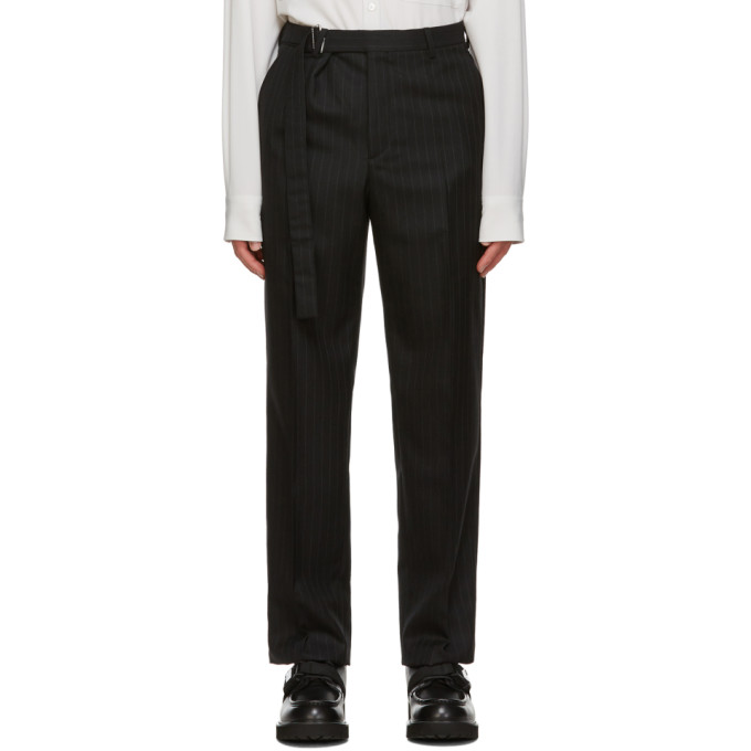 Valentino Black and Grey Wool Pinstripe Trousers | The Fashionisto