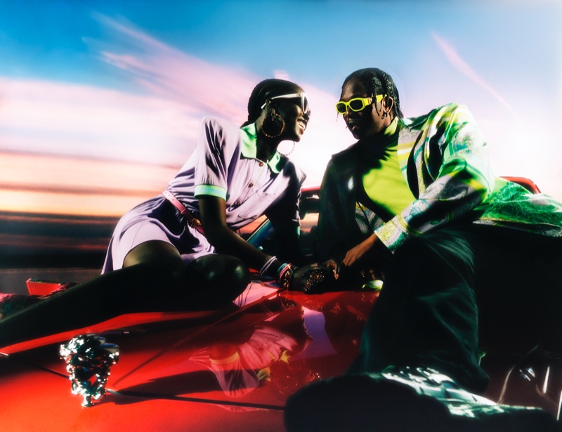 Adut Akech and Runtown appear in Versace's holiday 2020 campaign.