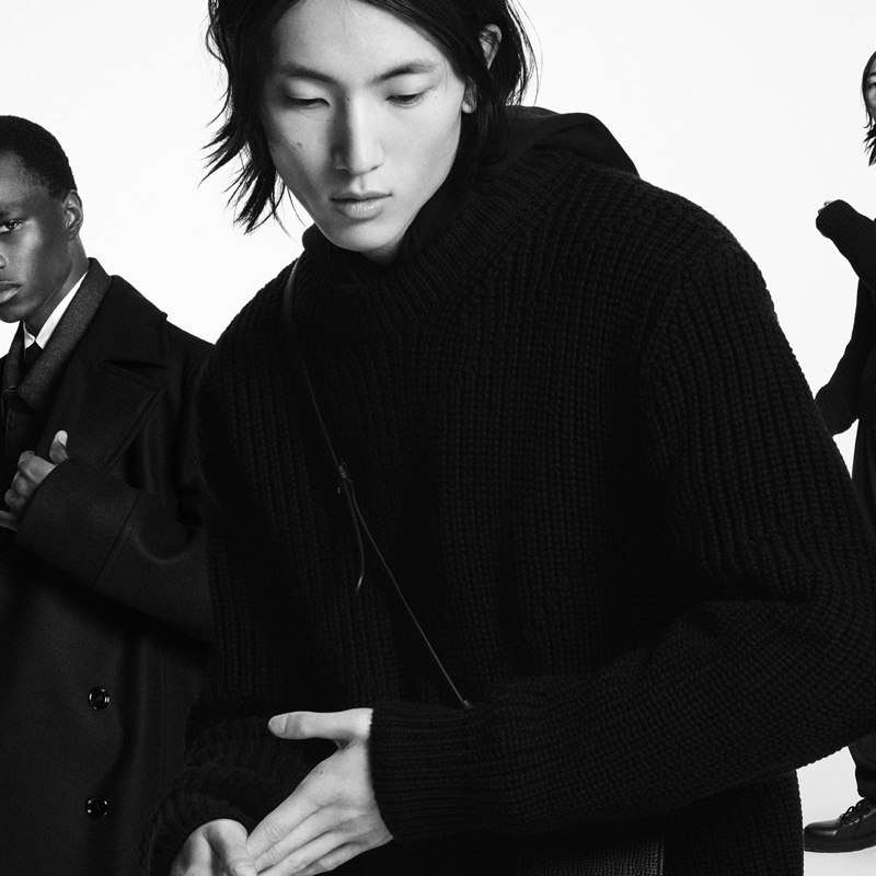 Models Malick Bodian and Meng Yu Qi appear in BOSS's fall-winter 2020 men's campaign.