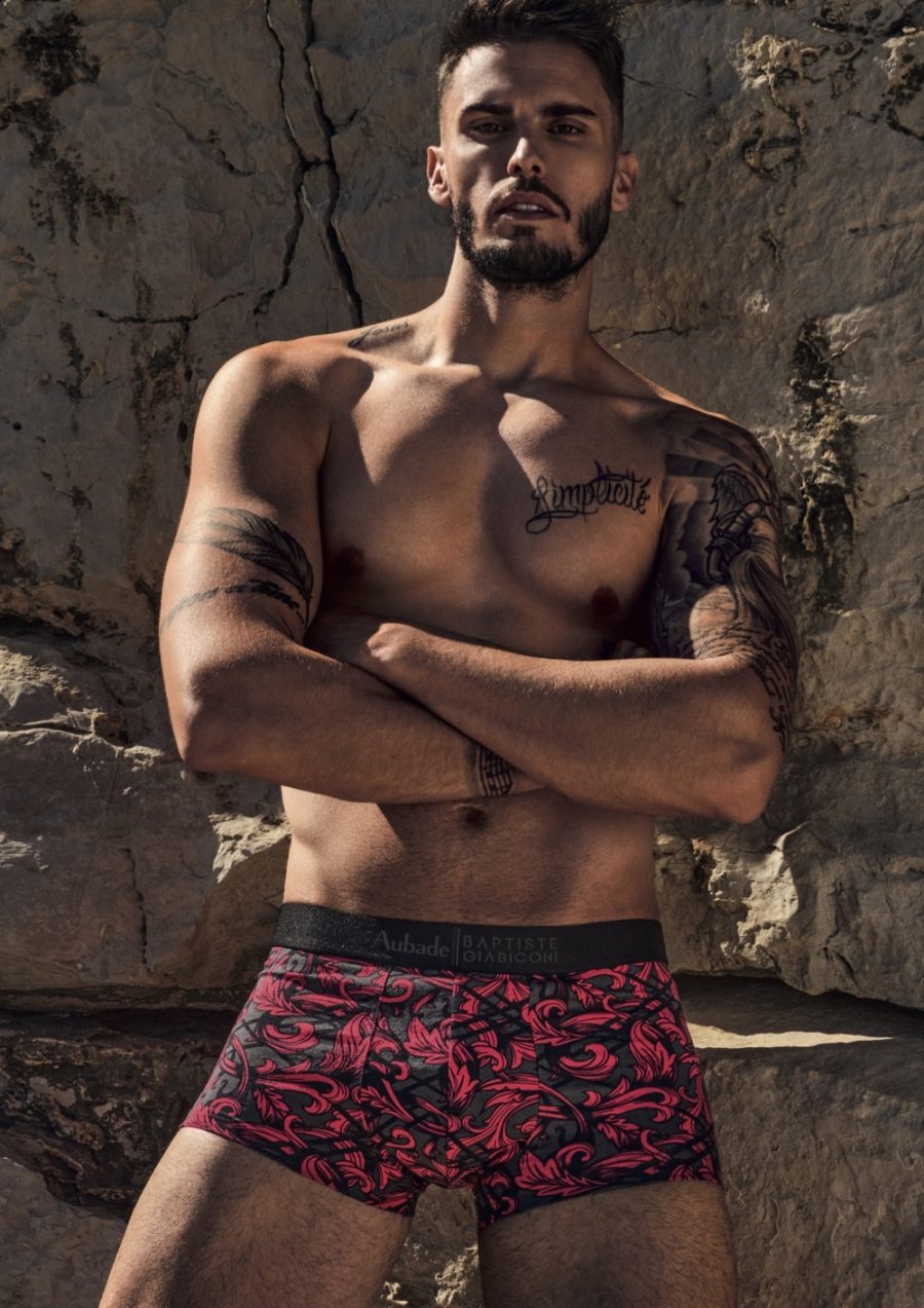 Front and center, Baptiste Giabiconi rocks underwear from his Aubade Paris collection.