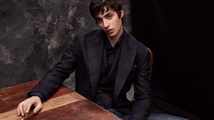 Oscar Kindelan dons a smart fall-winter 2020 look from Brunello Cucinelli.