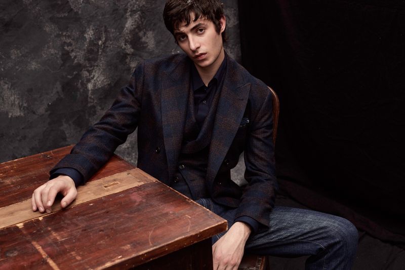 Oscar Kindelan dons a smart fall-winter 2020 look from Brunello Cucinelli.