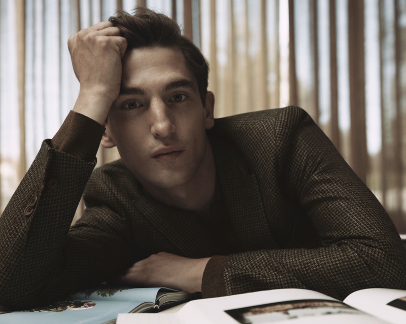 Anatol Modzelewski takes up the spotlight for Corneliani's fall-winter 2020 campaign.