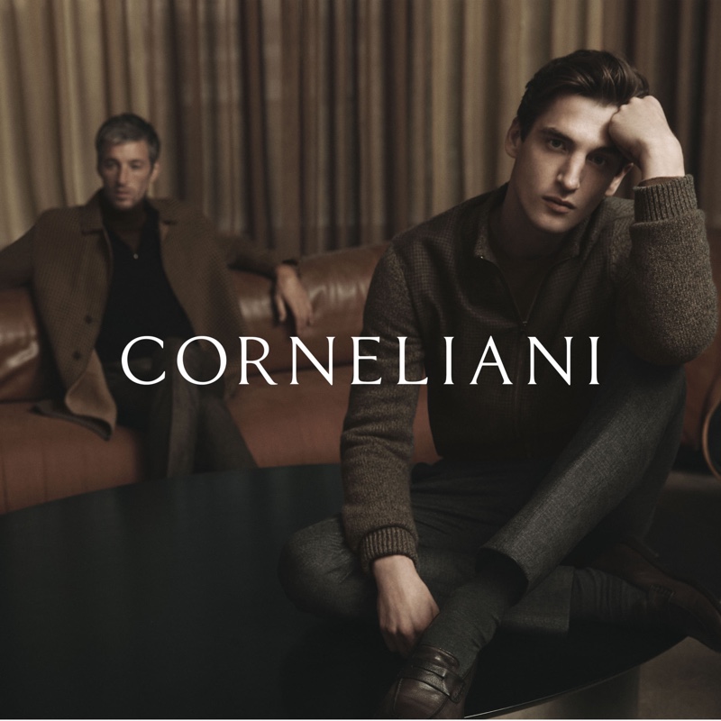 Models Joel Framption and Anatol Modzelewski star in Corneliani's fall-winter 2020 campaign.