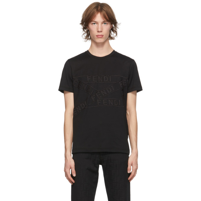 Fendi Black Logo Tape T-Shirt | The Fashionisto