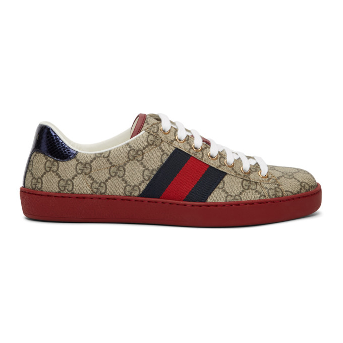 Gucci Beige GG Supreme New Ace Sneakers | The Fashionisto