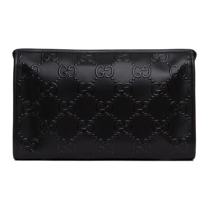 Gucci Black GG Embossed Tennis Pouch | The Fashionisto