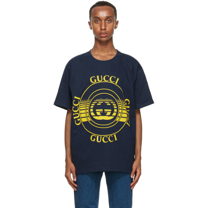 Gucci Navy Interlocking G Disk T-Shirt | The Fashionisto