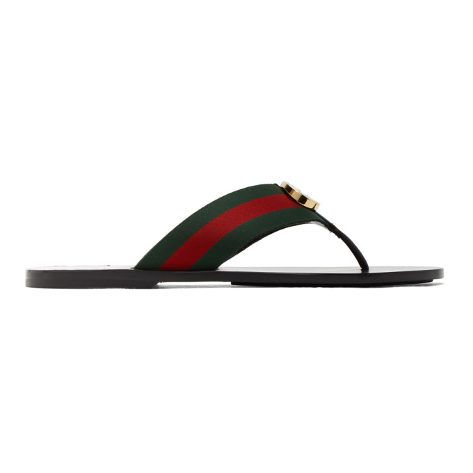 green and red gucci flip flops
