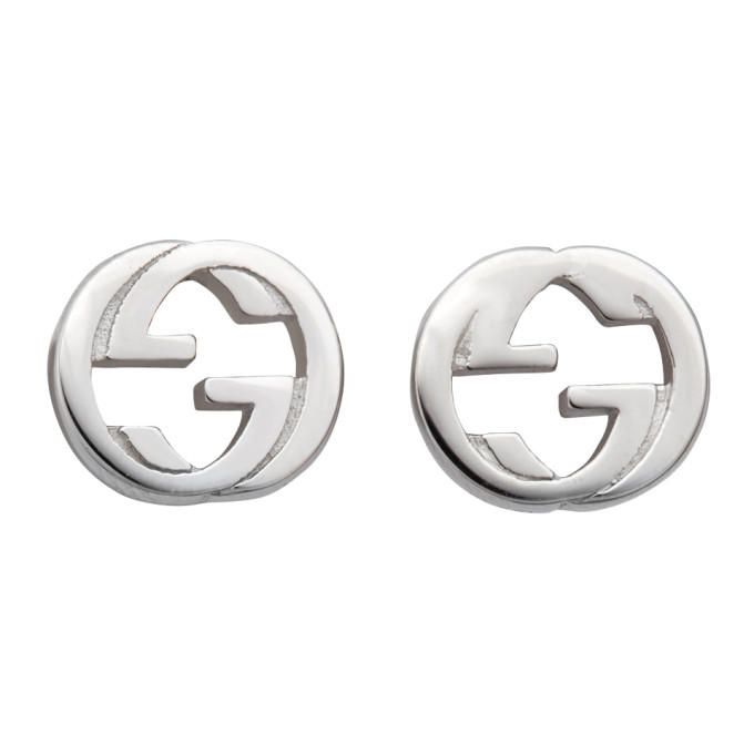 gucci interlocking g sterling silver stud earrings