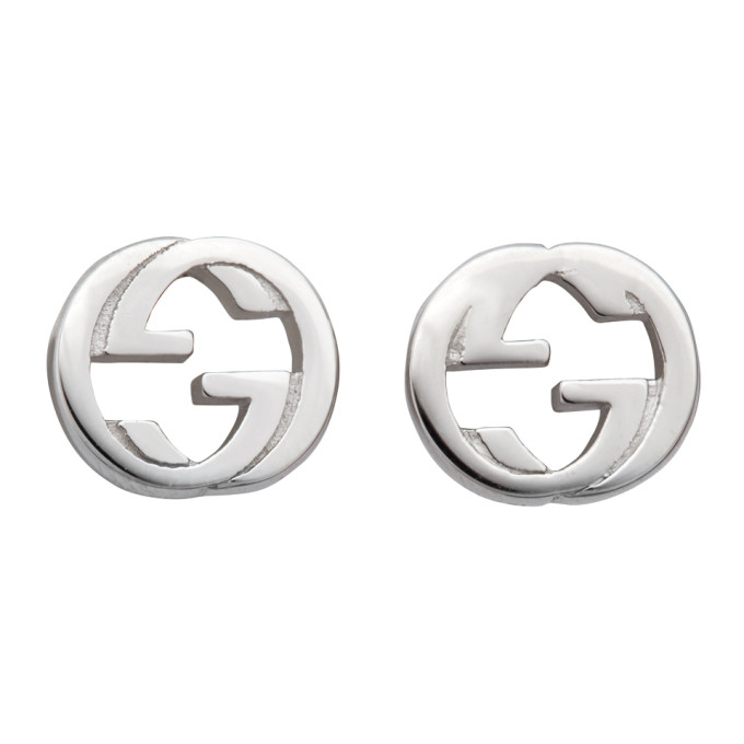 interlocking g sterling silver stud earrings