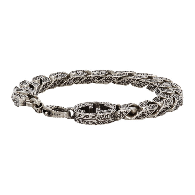 interlocking g chain bracelet in silver