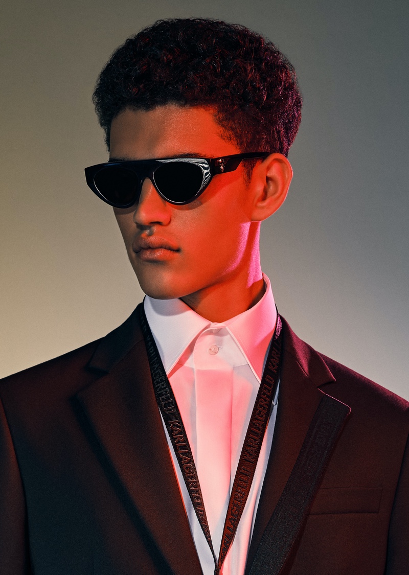 Rocking sunglasses, Bodhi Heeck appears in Karl Lagerfeld's holiday 2020 campaign.