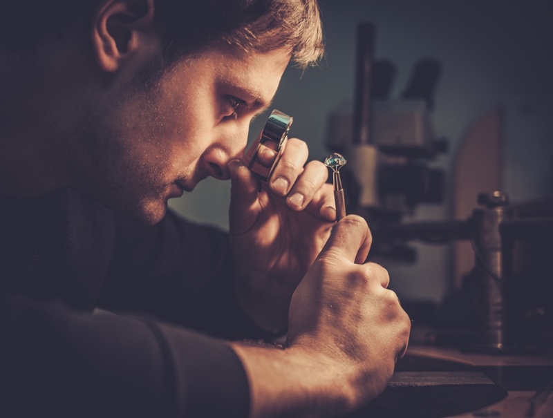Man Examining Diamond Gemologist