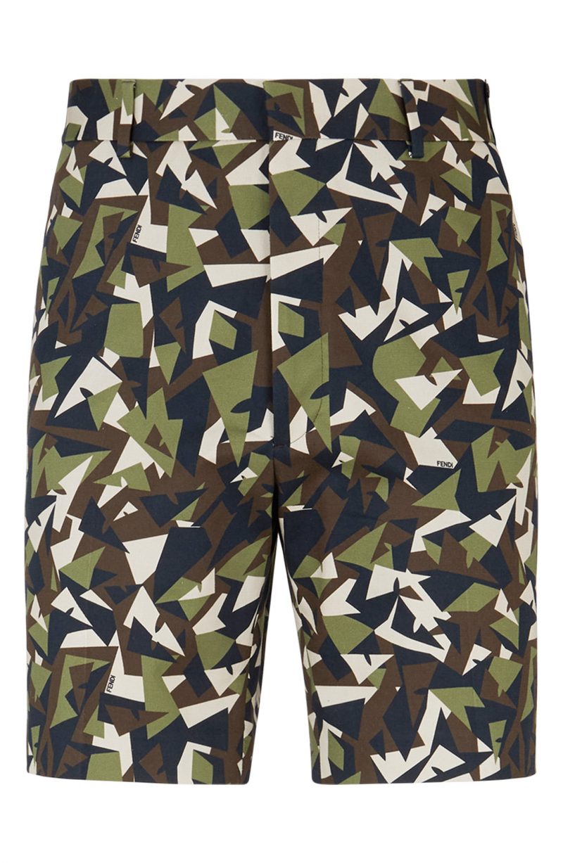 Men’s Fendi Big Bugs Print Gabardine Bermuda Shorts, Size 46 EU - Green ...