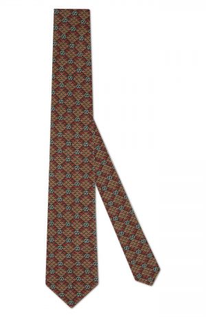 Men's Gucci Gg Diamond Print Crepe Tie, Size One Size - Brown Men's Gucci Gg Diamond Print Crepe Tie, Size One Size - Brown