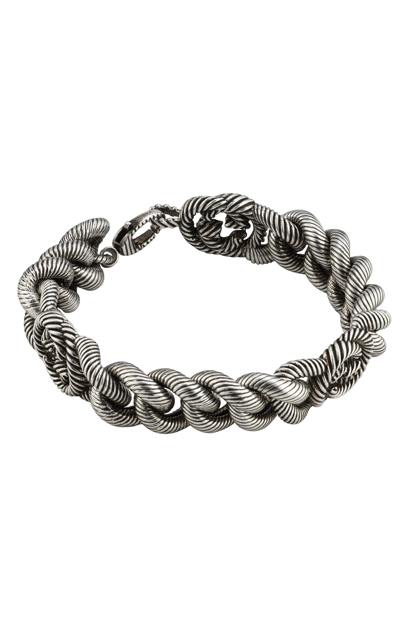 gucci silver bracelet with interlocking g