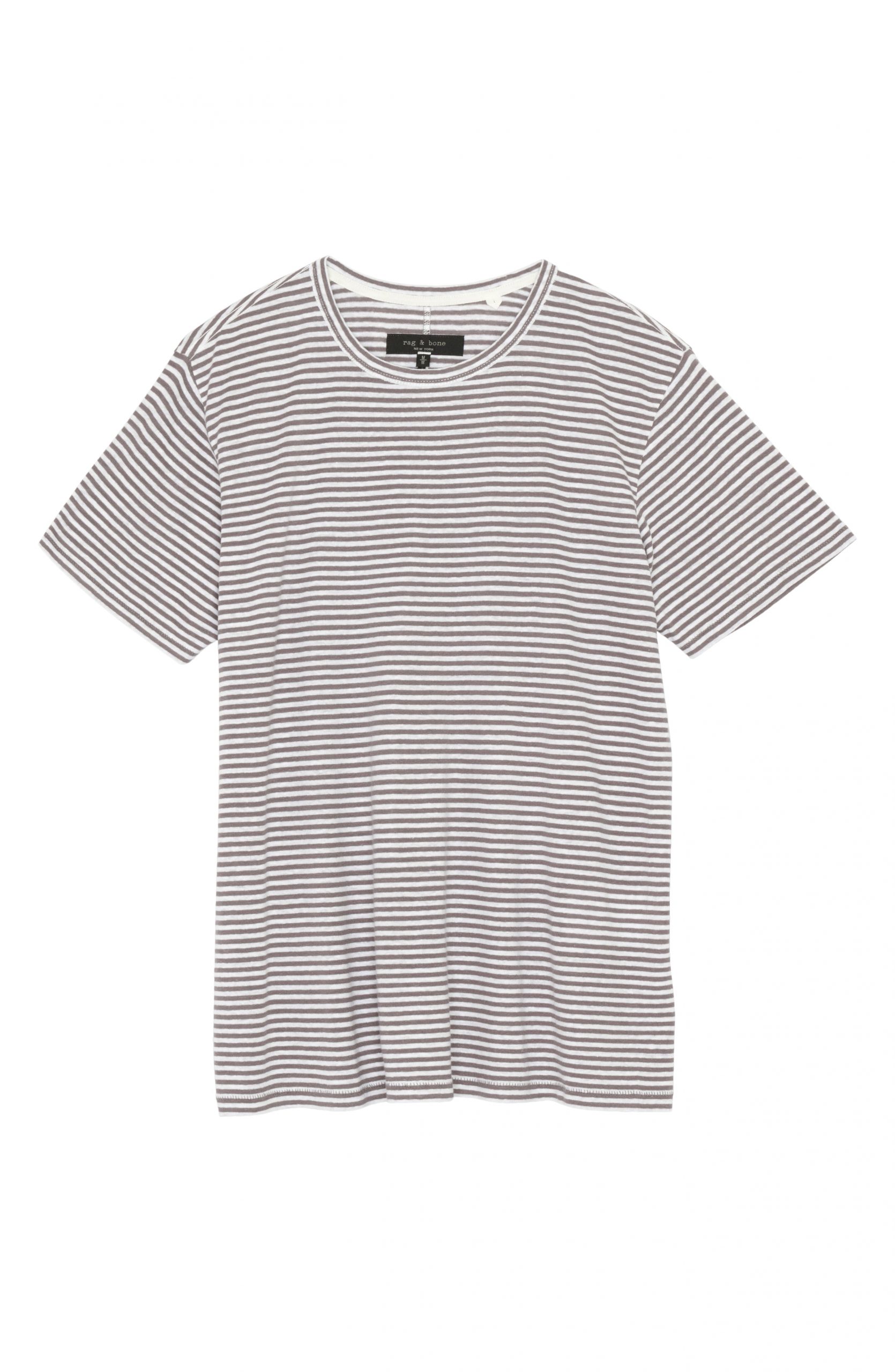 Men’s Rag & Bone Air Stripe Linen Blend Men’s T-Shirt, Size Small R ...