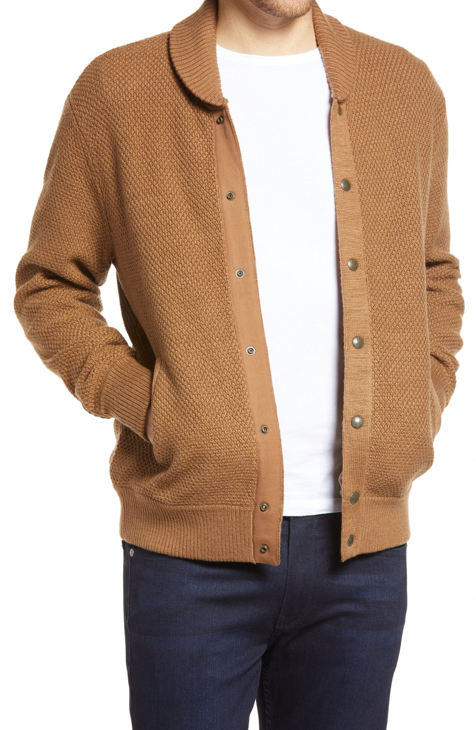 Men’s Rag & Bone Cardiff Bomber Cardigan, Size XX-Large - Brown | The ...