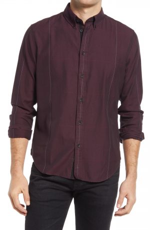 Men's Rag & Bone Fit 2 Tomlin Herringbone Button-Down Shirt, Size Small - Burgundy Men's Rag & Bone Fit 2 Tomlin Herringbone Button-Down Shirt, Size Small - Burgundy