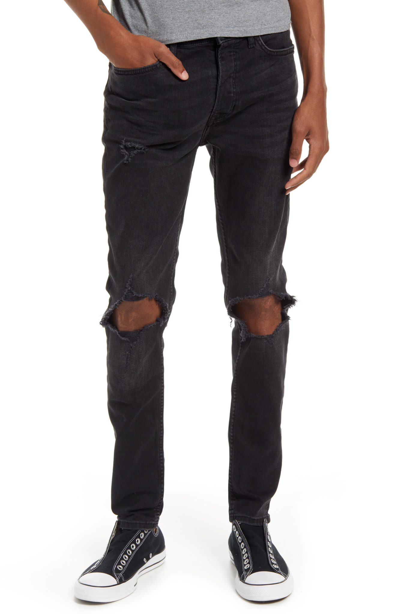 Men’s Topman Blowout Ripped Skinny Jeans, Size 30 x 30 - Black | The ...