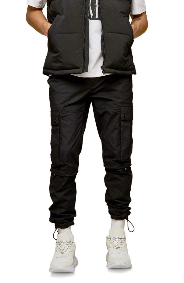 black cuffed cargo pants