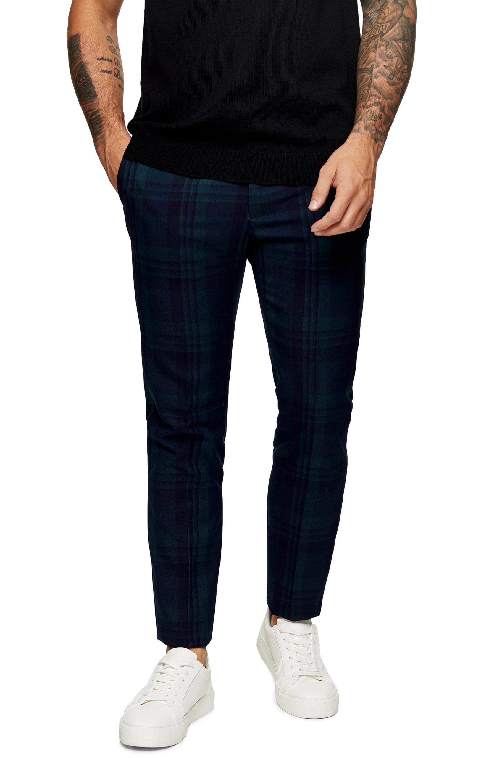 skinny check joggers