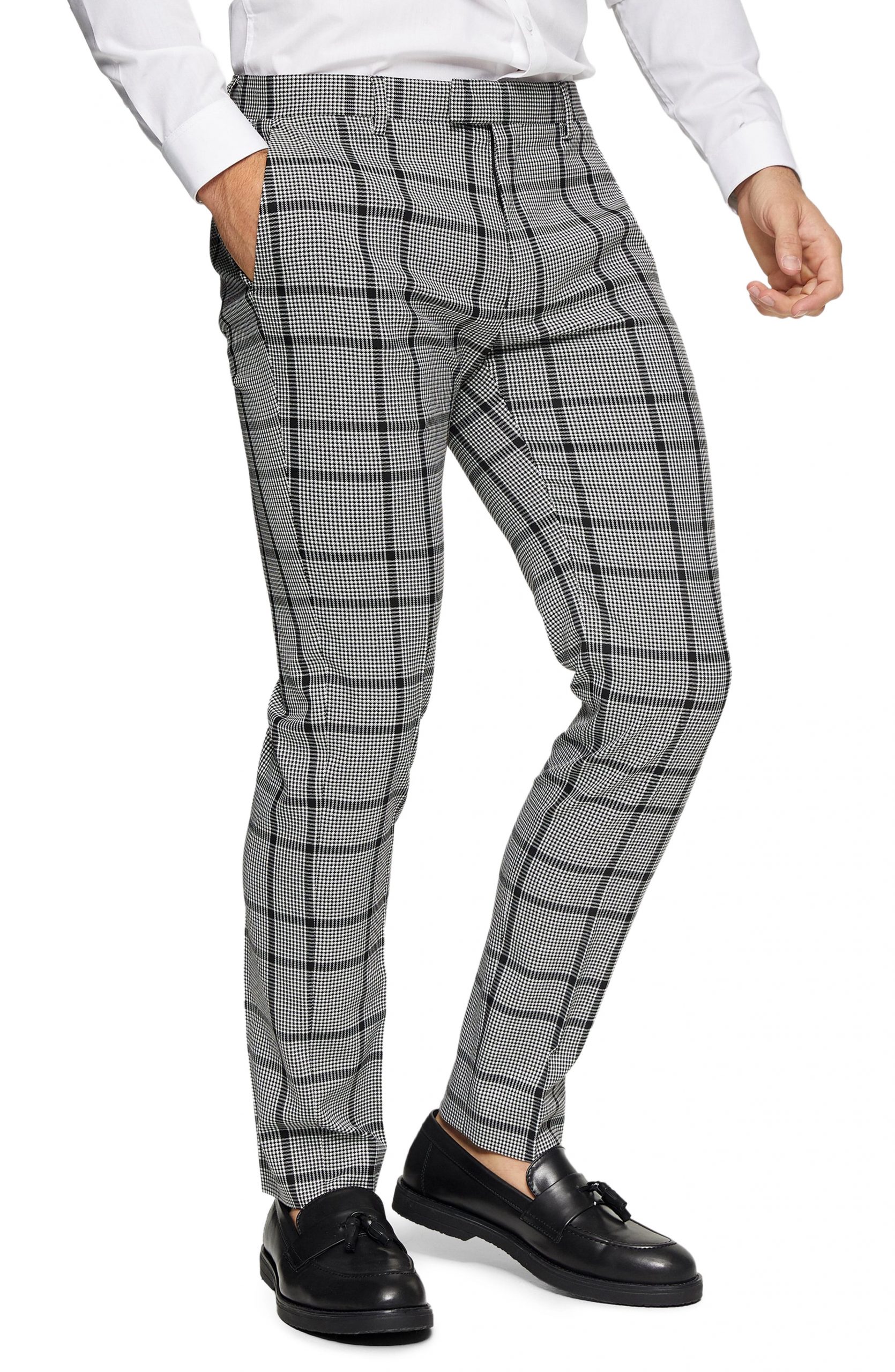Men's Topman Houndstooth Skinny Trouser 