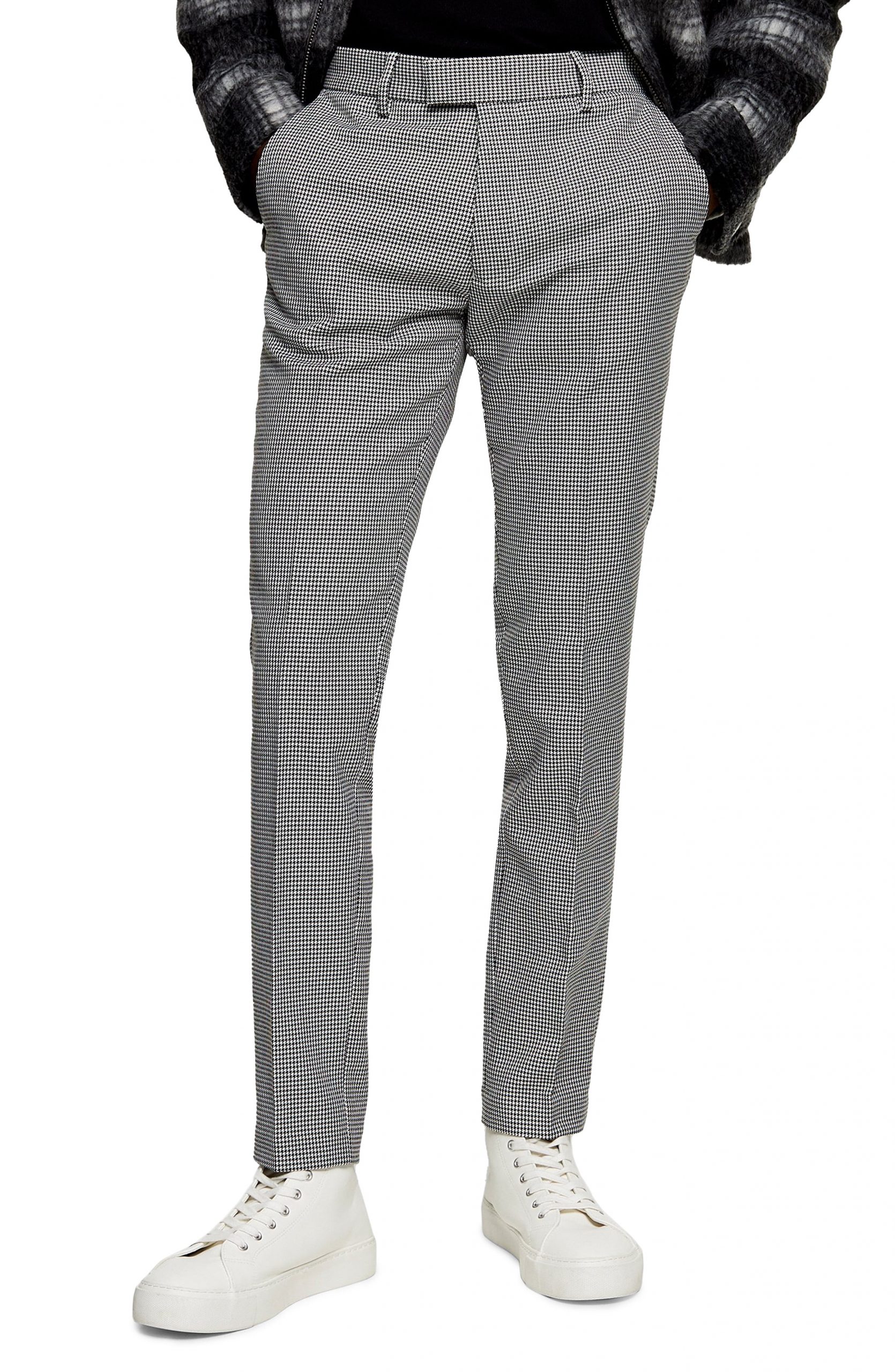 Men’s Topman Houndstooth Skinny Trouser, Size 30 x 32 - Black | The ...