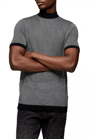 Men's Topman Metallic Thread Short Sleeve Sweater, Size Large - Metallic Men's Topman Metallic Thread Short Sleeve Sweater, Size Large - Metallic