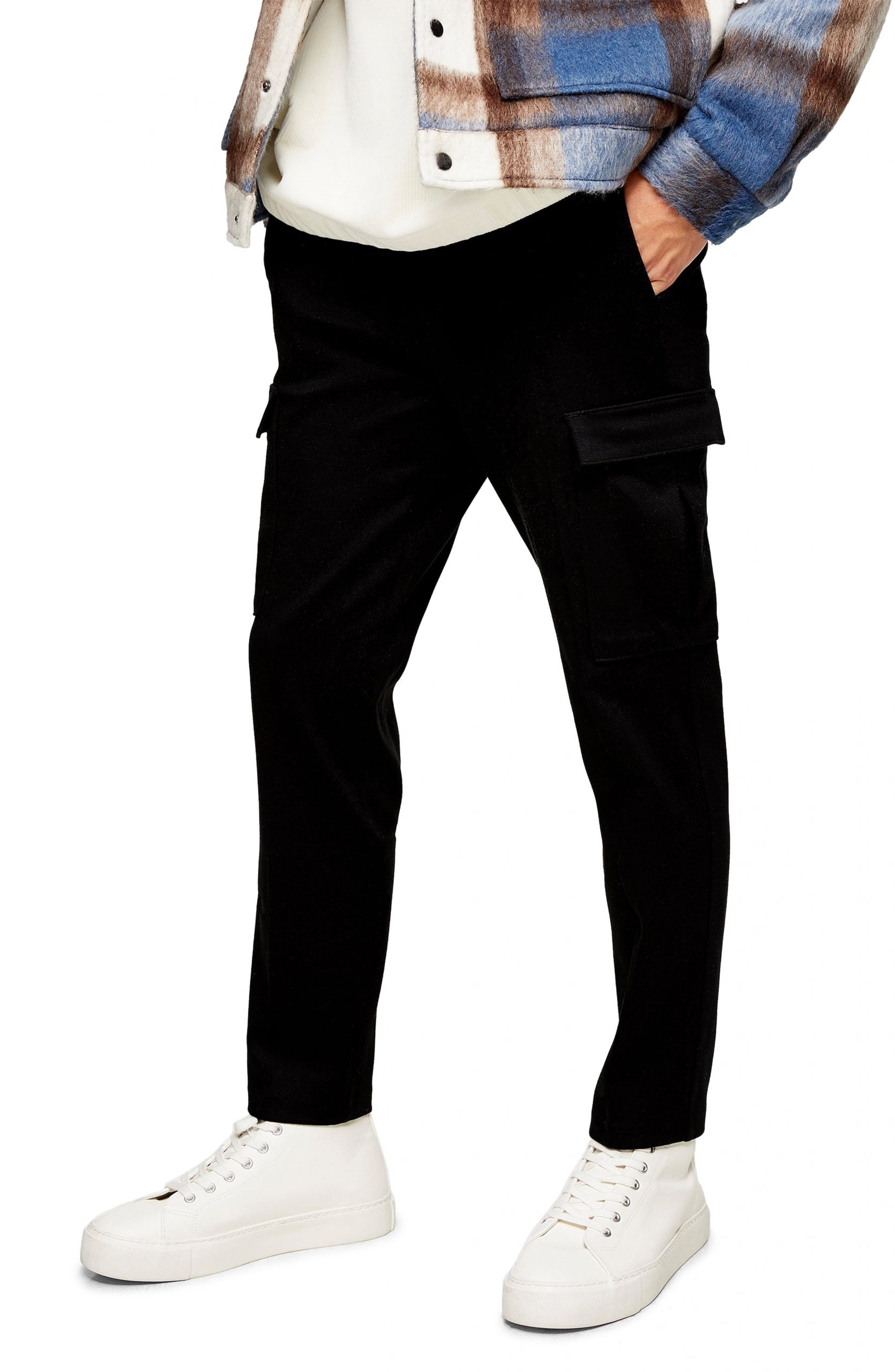 Men’s Topman Ponte Cargo Pants, Size 28 x 32 - Black | The Fashionisto