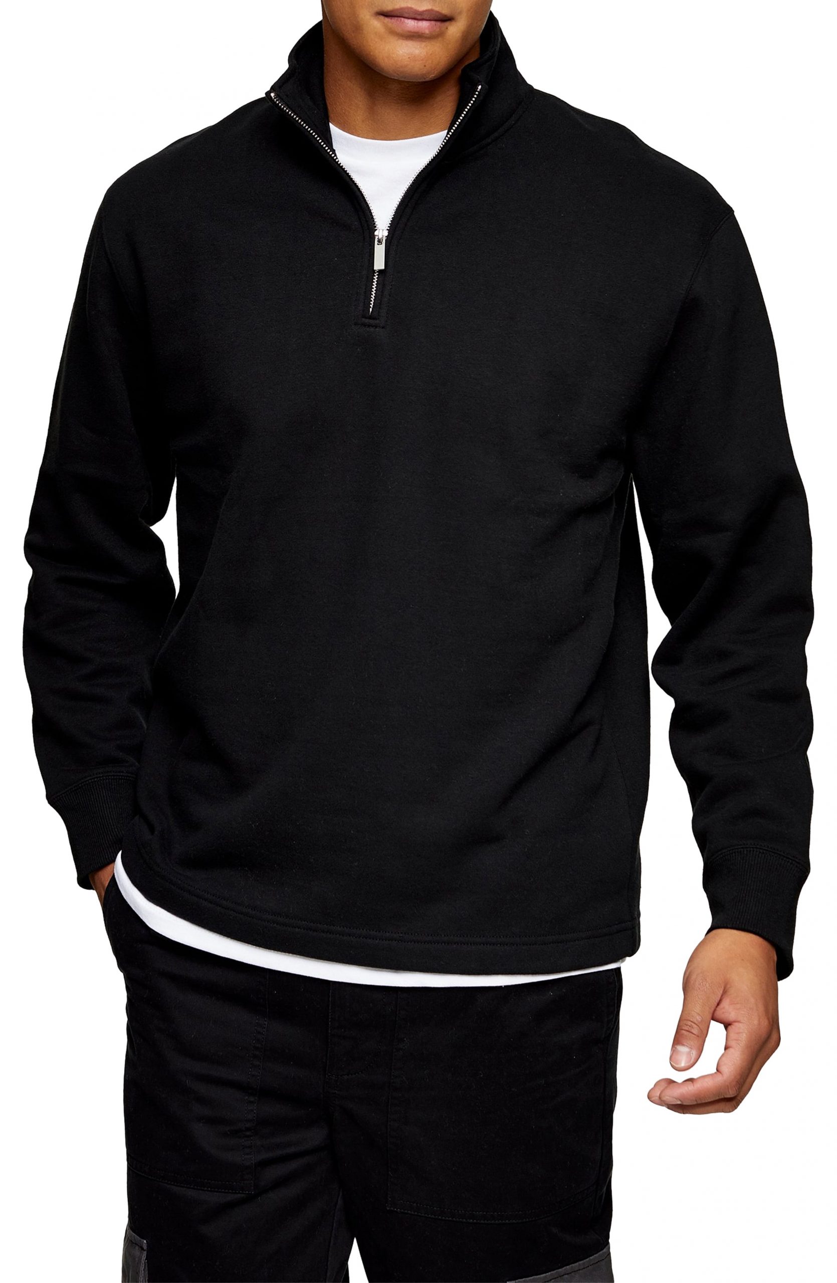 100 cotton quarter zip sweatshirt